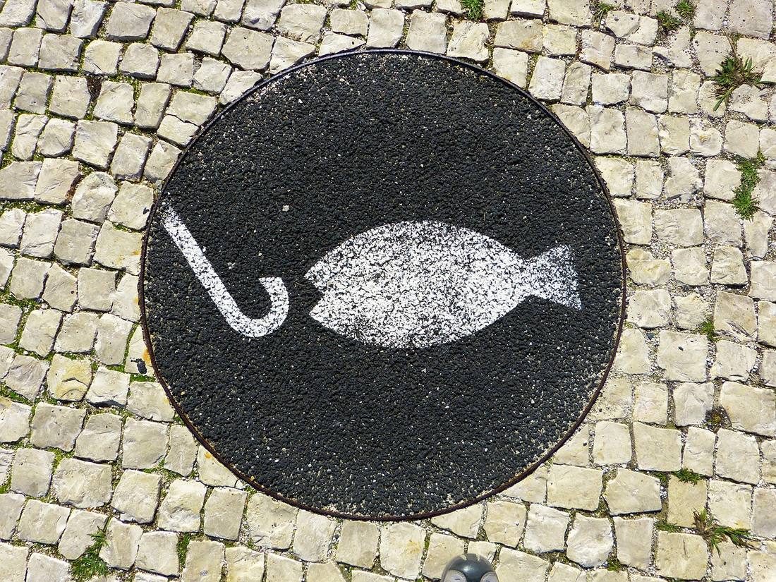 A fishing hook, a visual metaphor for phishing